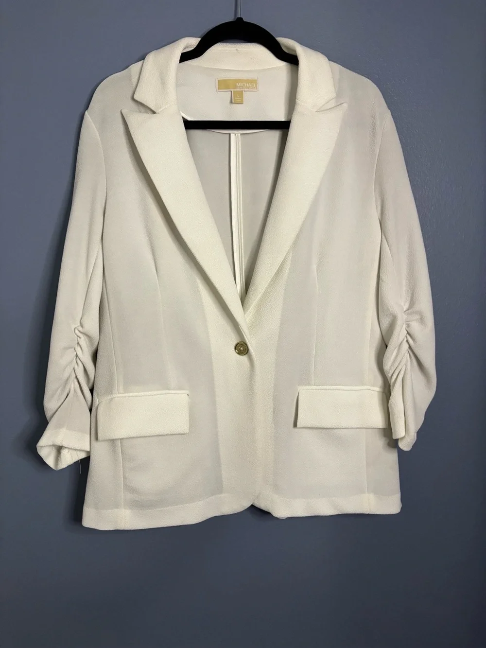 MICHAEL Michael Kors Cream Single-Button Textured Blazer